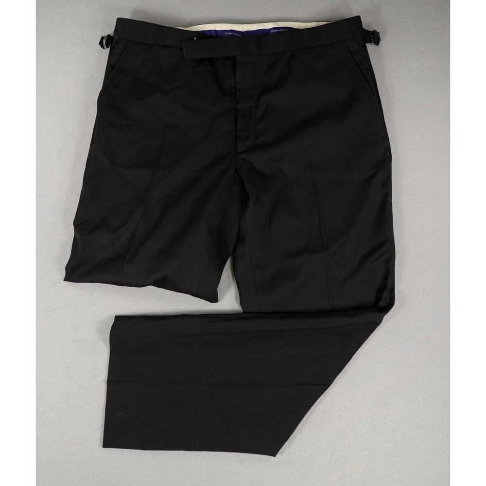 Ralph Lauren Purple Label Men's Black Tuxedo Dress Pants Size 37 Side Adjusters